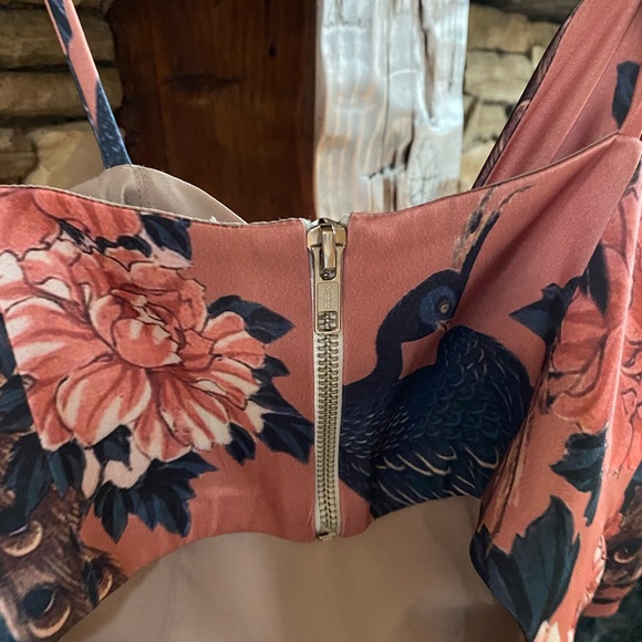 NWOT PatBO satin like crop floral peacock top - Picture 7 of 8
